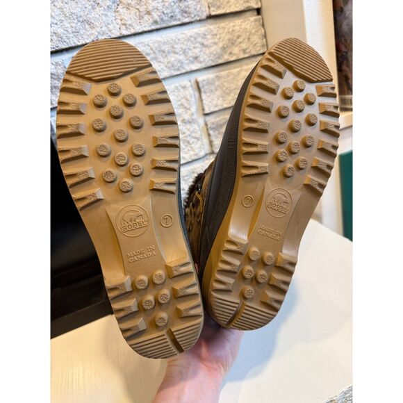 VINTAGE Badger Sorel Women’s Snow Boots Size 7 Brown Leather Waterproof Faux Fur - Picture 6 of 8